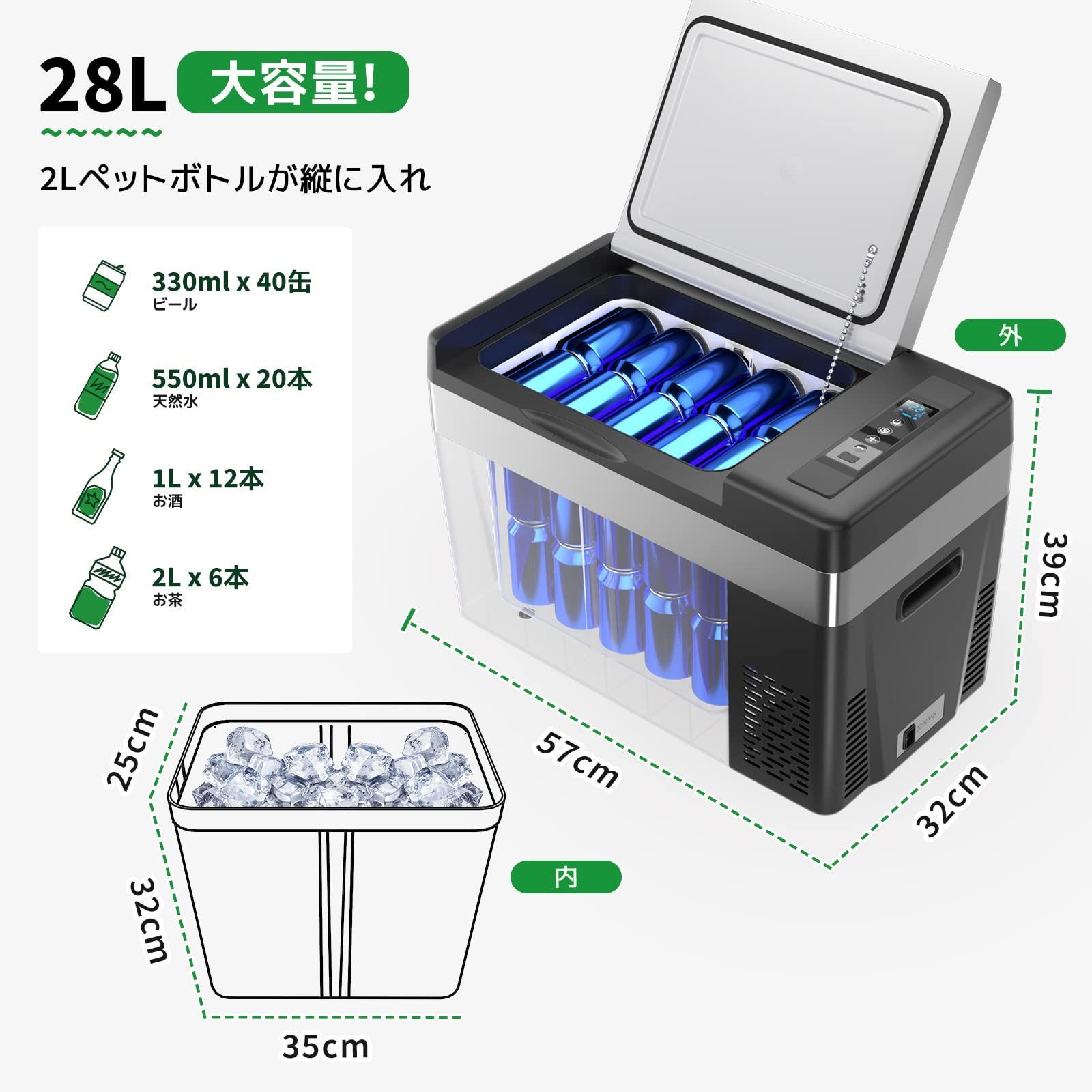 F40C4TMP ポータブル冷蔵庫 車載冷蔵庫 28L -22℃～10℃ 急速冷凍 車用冷蔵庫 トラック 冷蔵庫 車載冷蔵庫 小型急速冷凍 省エネ  LCD温度表示 静音 USBポート付き 持ち運びに便利 家庭/業務用 車中泊 キャンプ 台風 災害 緊急時適用 - メルカリ