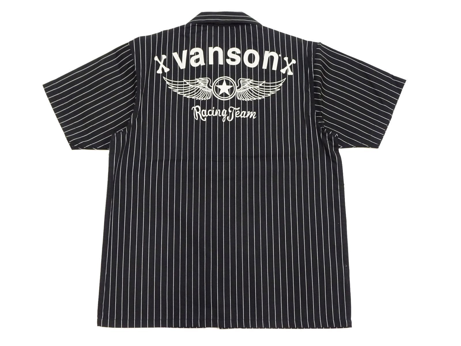 VANSON バンソン TCツイル 半袖 ストライプシャツ FLYING STAR