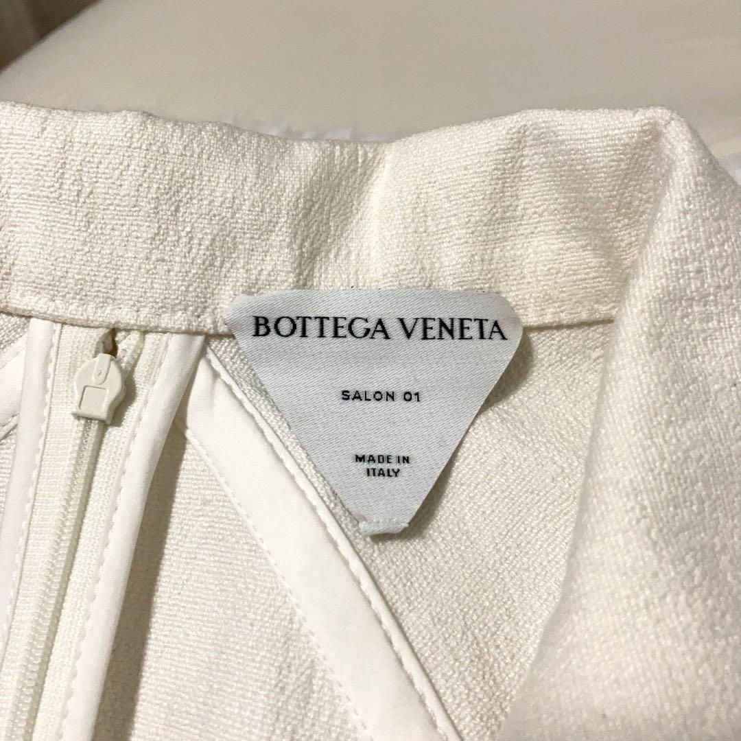最高の一品】BOTTEGA VENETA フレア ワンピース アイボリー 42