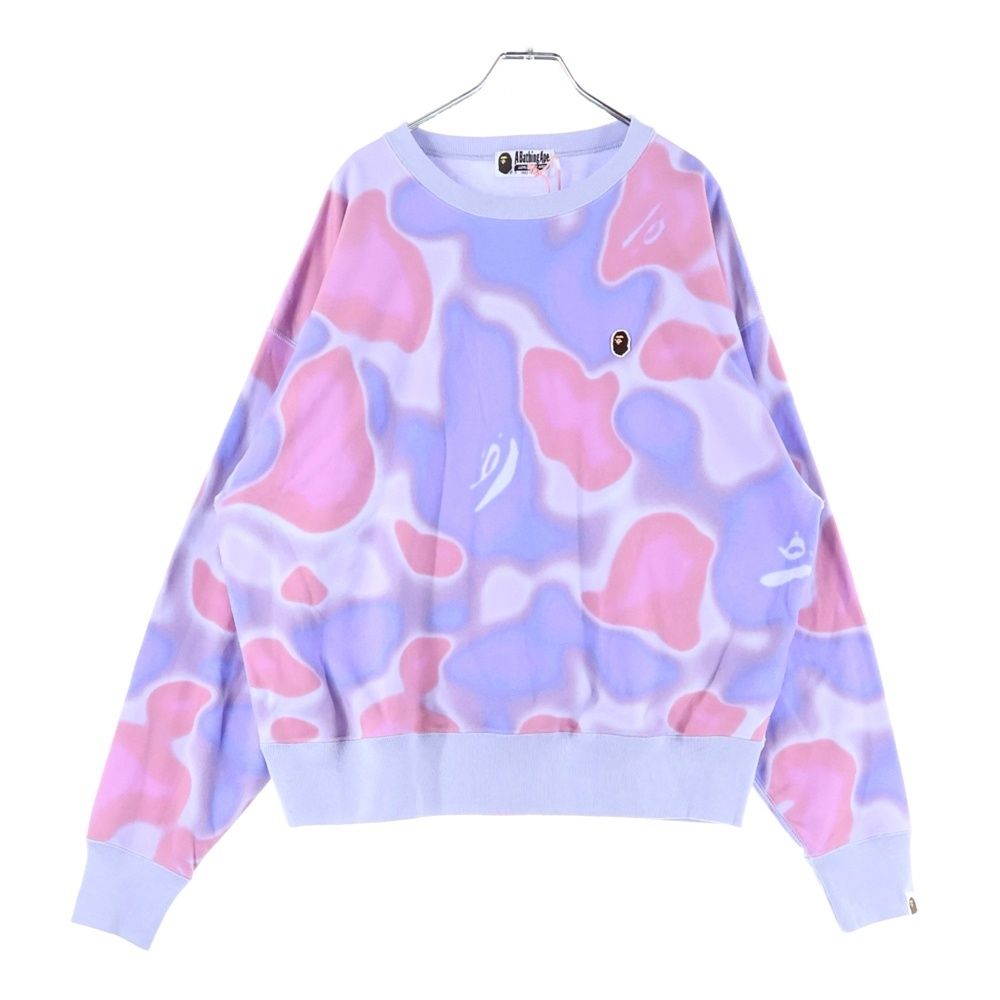 A BATHING APE アベイシングエイプ LIQUID CAMO CREWNECK リキッドカモ クルーネック長袖スウェットシャツ パープル|ピンク 001SWK302001L