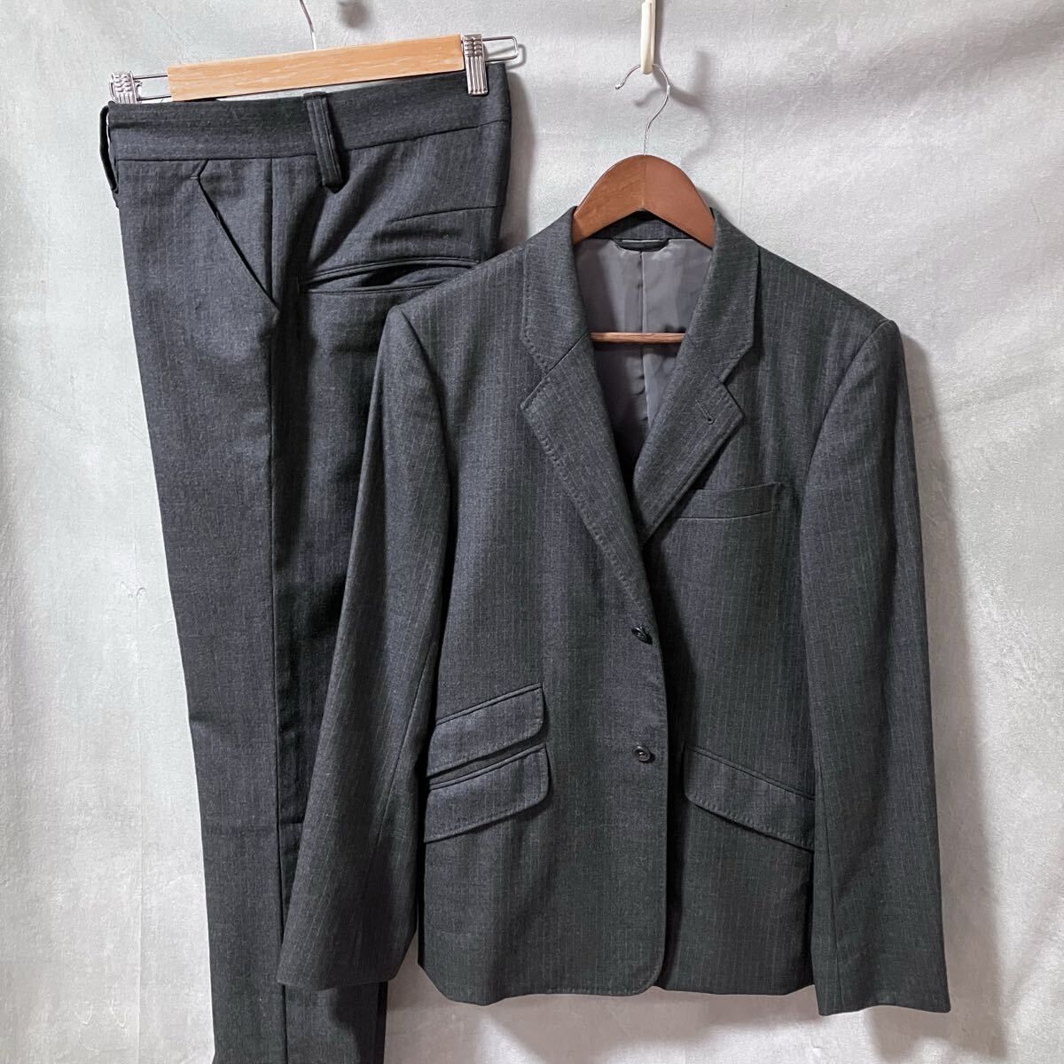 nonnative ノンネイティブ ウールストレッチ チェンジポケット スリム セットアップ スーツ size.1 S グレー ストライプ archive