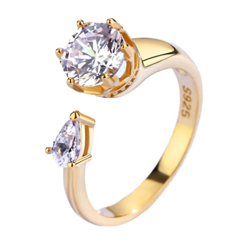 gulamu jewelry グラムジュエリー モアサナイト 指輪 フリーサイズ レディース プレゼント 人気 女性 クラウン ドロップ リング シルバー925 金属アレルギー対応 ゴールド