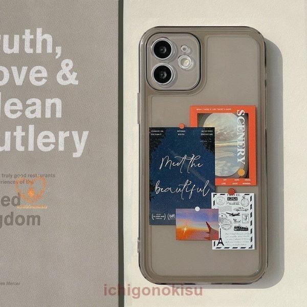アイフォン 13 ケース iPhone11 promax ケース iPhone12 mini ケース iPhone XS ケース ステッカー風 写真 英語 風 おしゃれ