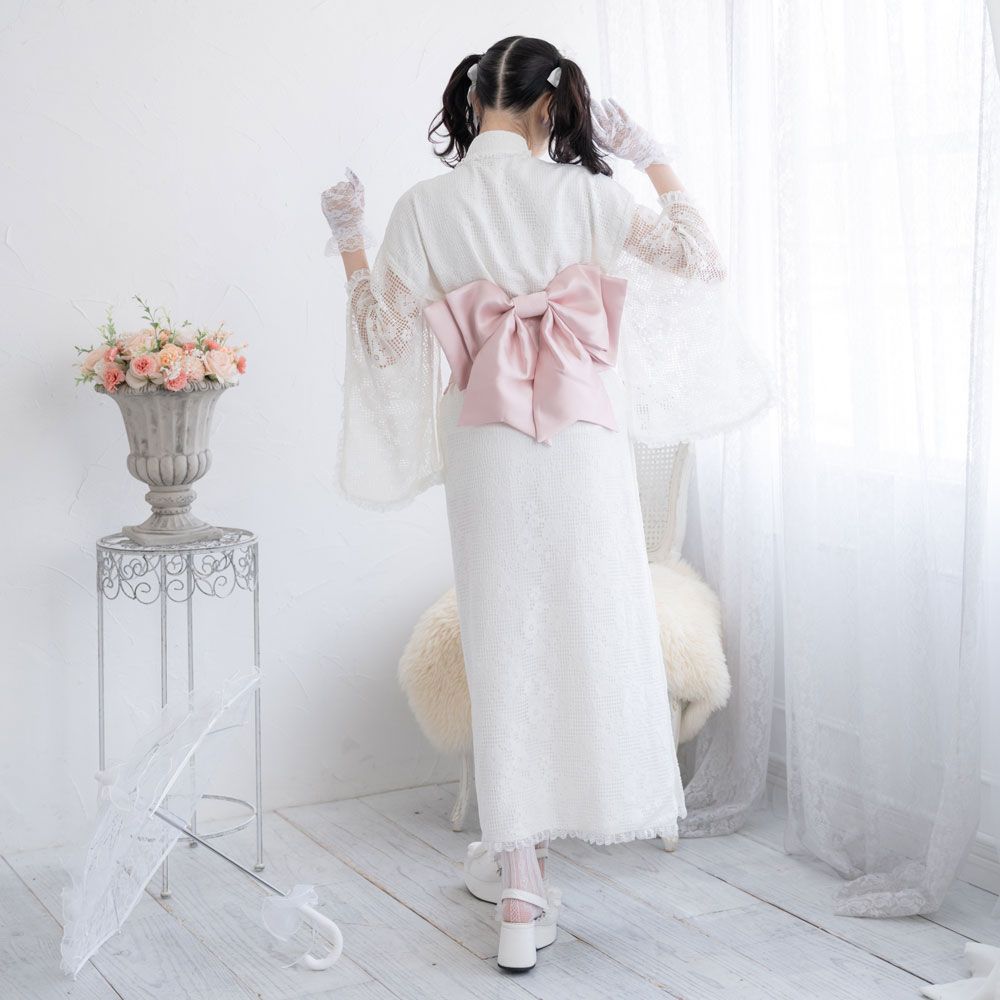 夢展望公式 [新品未使用] 総レースセットアップ浴衣 [サックスブルー