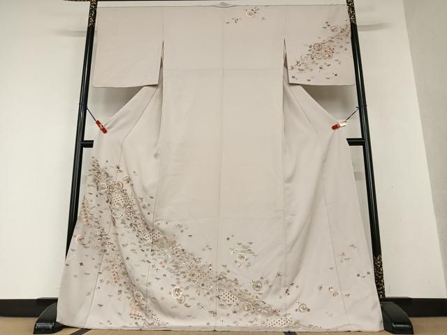 平和屋着物●訪問着　総刺繍　飛鶴花宝尽くし文　金糸　ロング丈　正絹　逸品　AAAW9277zg 平和屋着物○訪問着 総刺繍 飛鶴花宝尽くし文 金糸 ロング丈 正絹 逸品