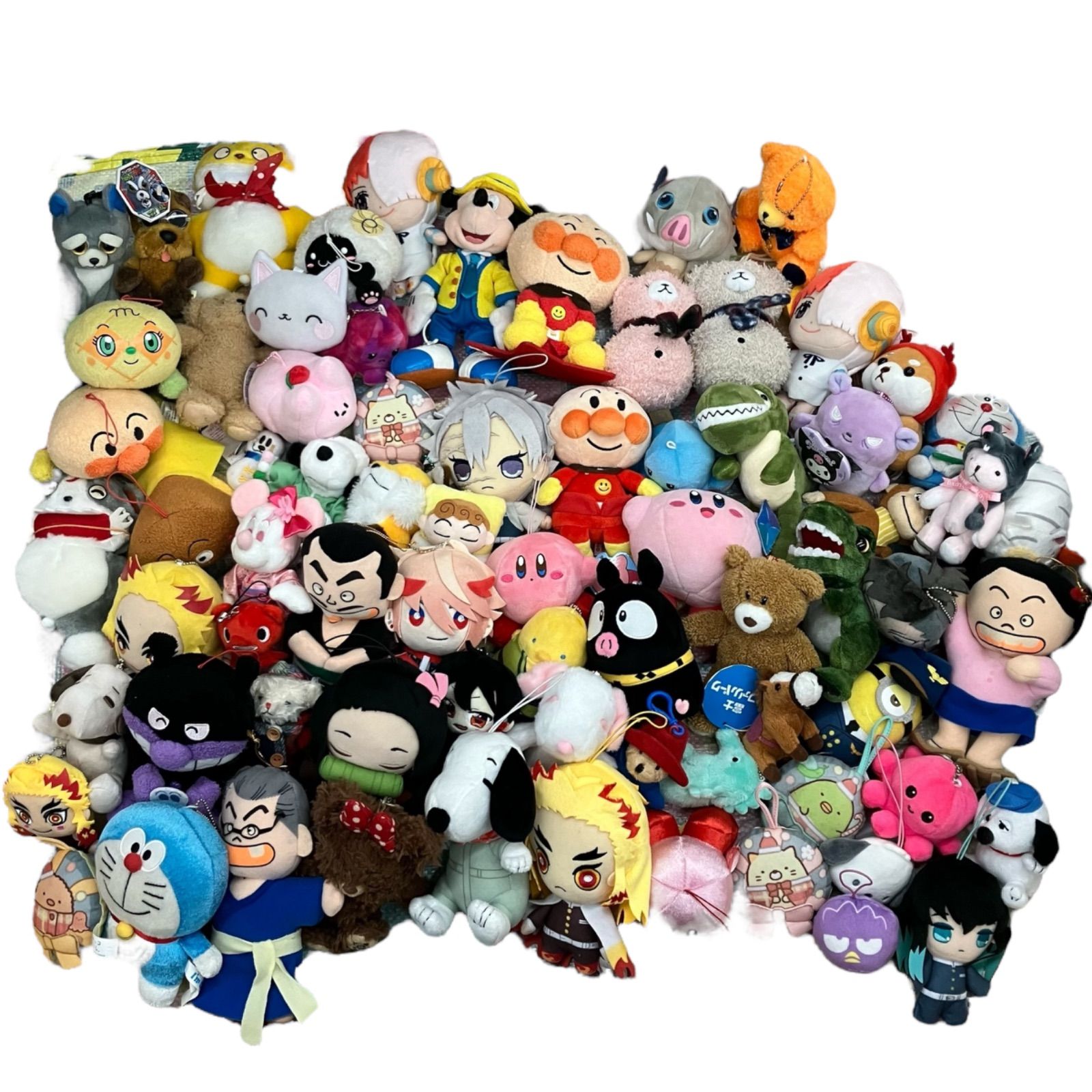 186001【まとめ売り】【大量】 昭和 平成 令和 レトロ キャラクターぬいぐるみ ストラップ キーホルダー 72点 セット