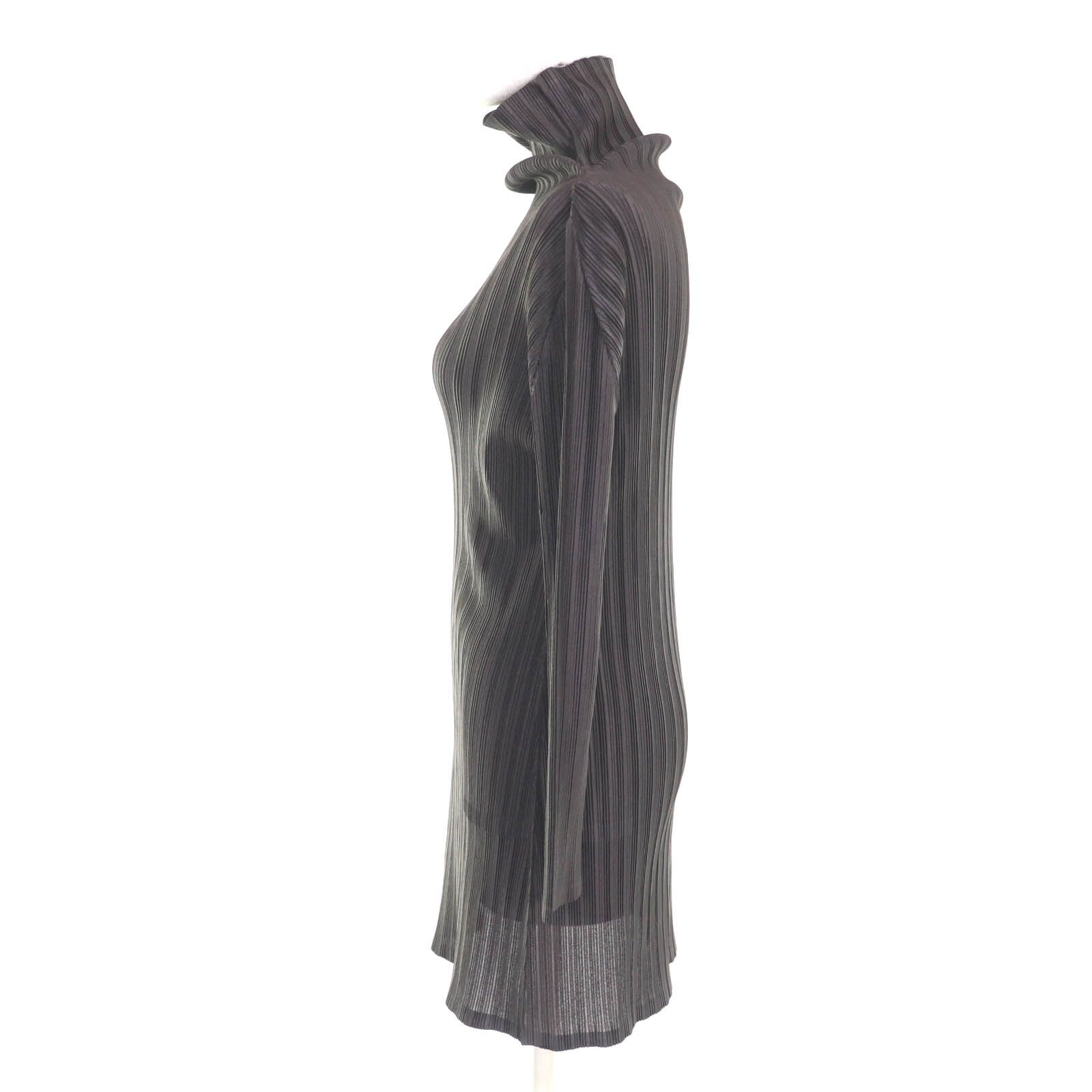 極美品✨ISSEY MIYAKE プリーツ　長袖　ハイネック　ブラウン　変更 極美品☆PLEATS PLEASE プリーツプリーズ イッセイミヤケ PP33