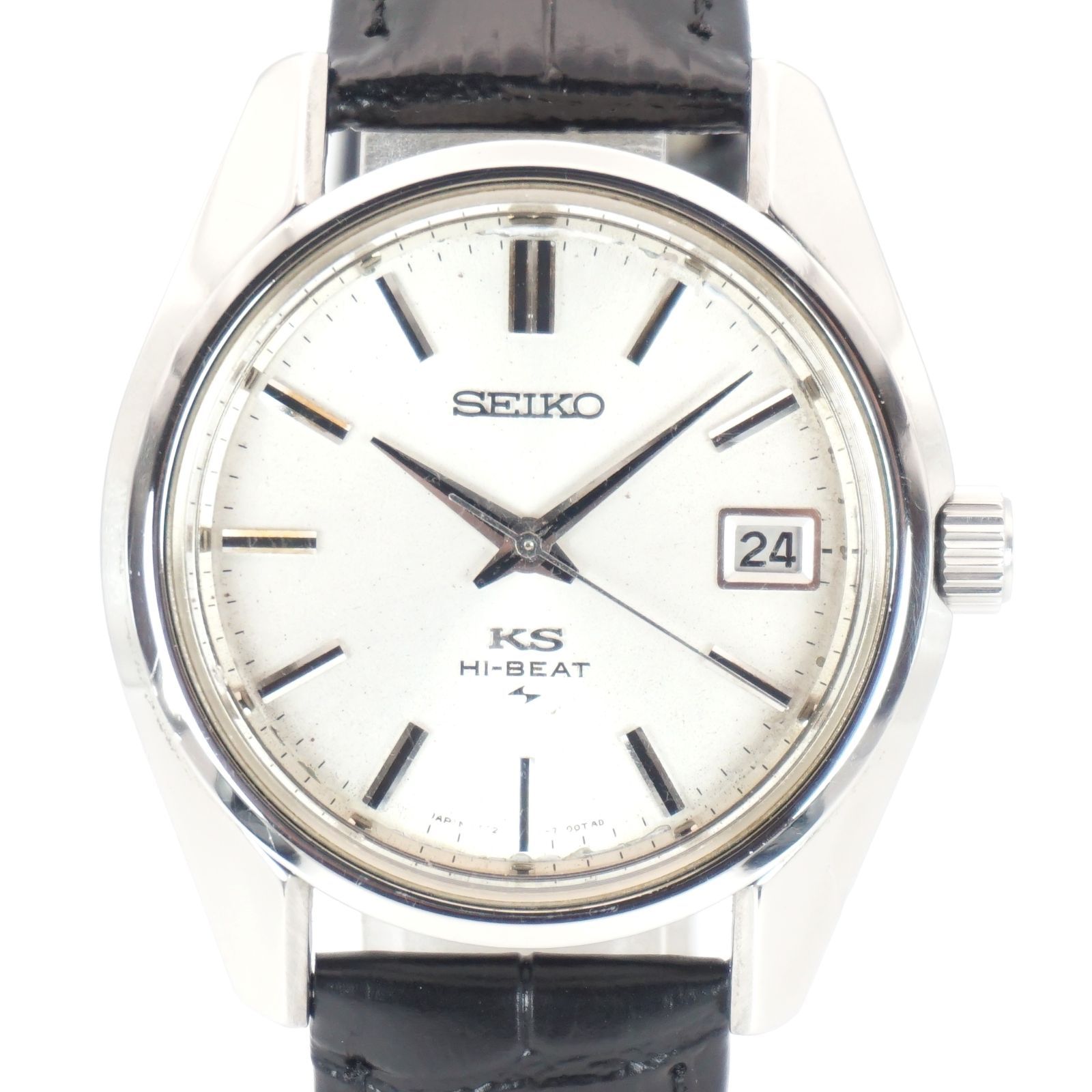 稼動品 ストラップ セイコー SEIKO KS ハイビート 4502-7001 手巻き デイト シルバー文字盤 メンズ腕時計