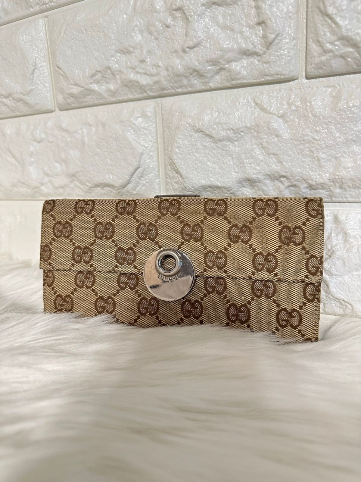 良品 グッチ エクリプス Wホック 長財布 ロングウォレット GG柄 キャンバス GUCCI グッチ 長財布 WホックGGキャンバス GG柄 エクリプス 雑貨