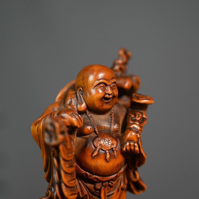 布袋様 置物 オブジェ 神様 神 仏様 木製 木彫 開運 厄除け