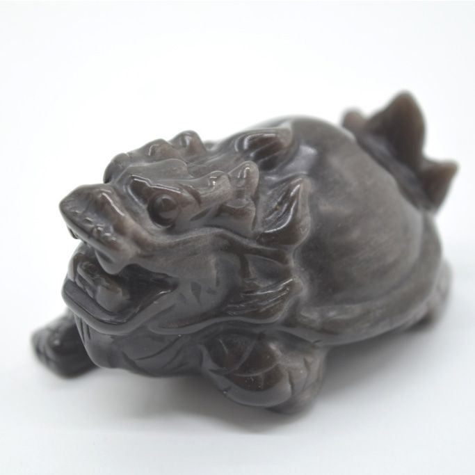 【特大】龍亀（ロングイ）　重量3.2kg 黒曜石（オブシディアン） オブシディアン(黒曜石) 龍亀(ロングイ) 左右2個セット | うさぎ屋