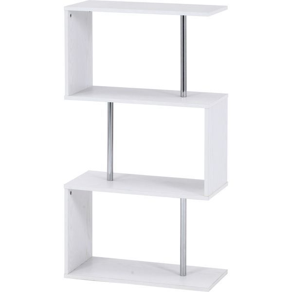 S字型ディスプレイラック3段 オークホワイト 組立品 代引不可