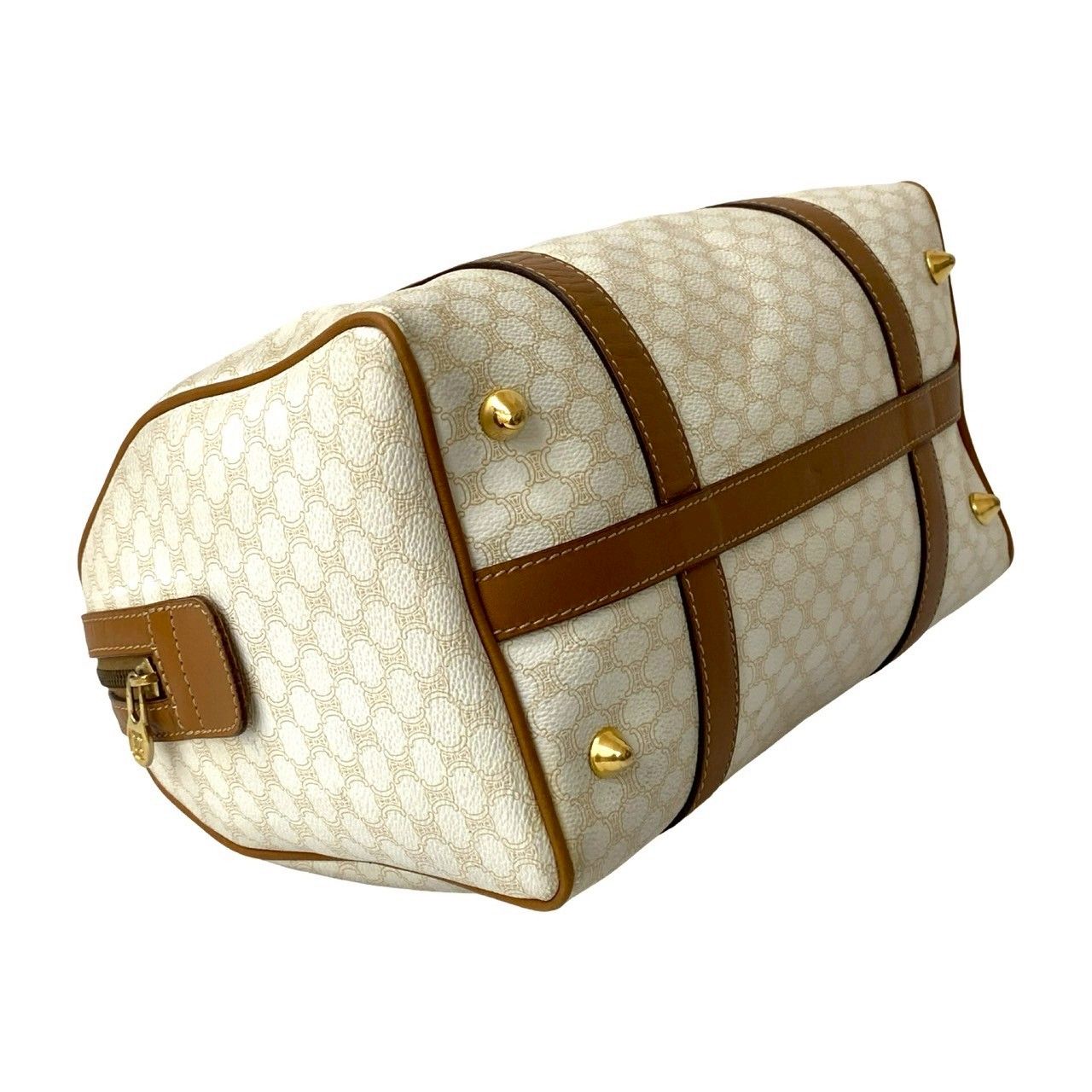 CELINE マカダム柄 ハンドバッグ ミニボストンバッグ ブラゾンロゴ CELINE マカダム柄ブラゾン刻印ボストンバッグ マカダム柄