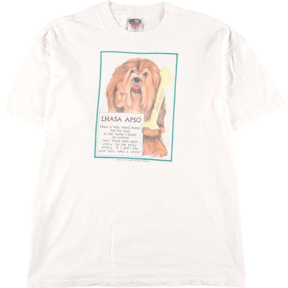 古着 90年代 ONEITA 犬柄 アニマルTシャツ USA製 メンズXL