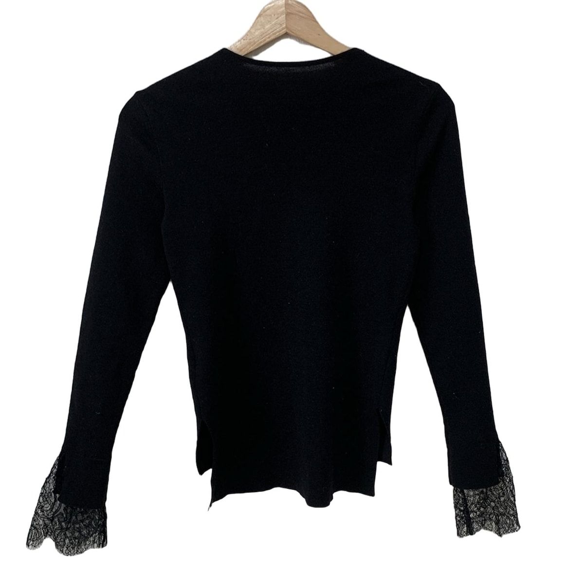 FOXEY フォクシー 長袖セーター サイズ38 M レディース - 36378 黒 Vネック カシミヤ シルク レース