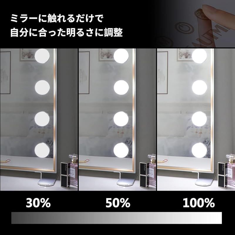 Wonstart 女優ミラー 化粧鏡 卓上用 ハリウッドミラー 15個LED電球付き 3色調光 明るさ調整 10倍拡大鏡付き 75ｘ54CM 0 WWW_OLIVIERBERNSTEIN_COM