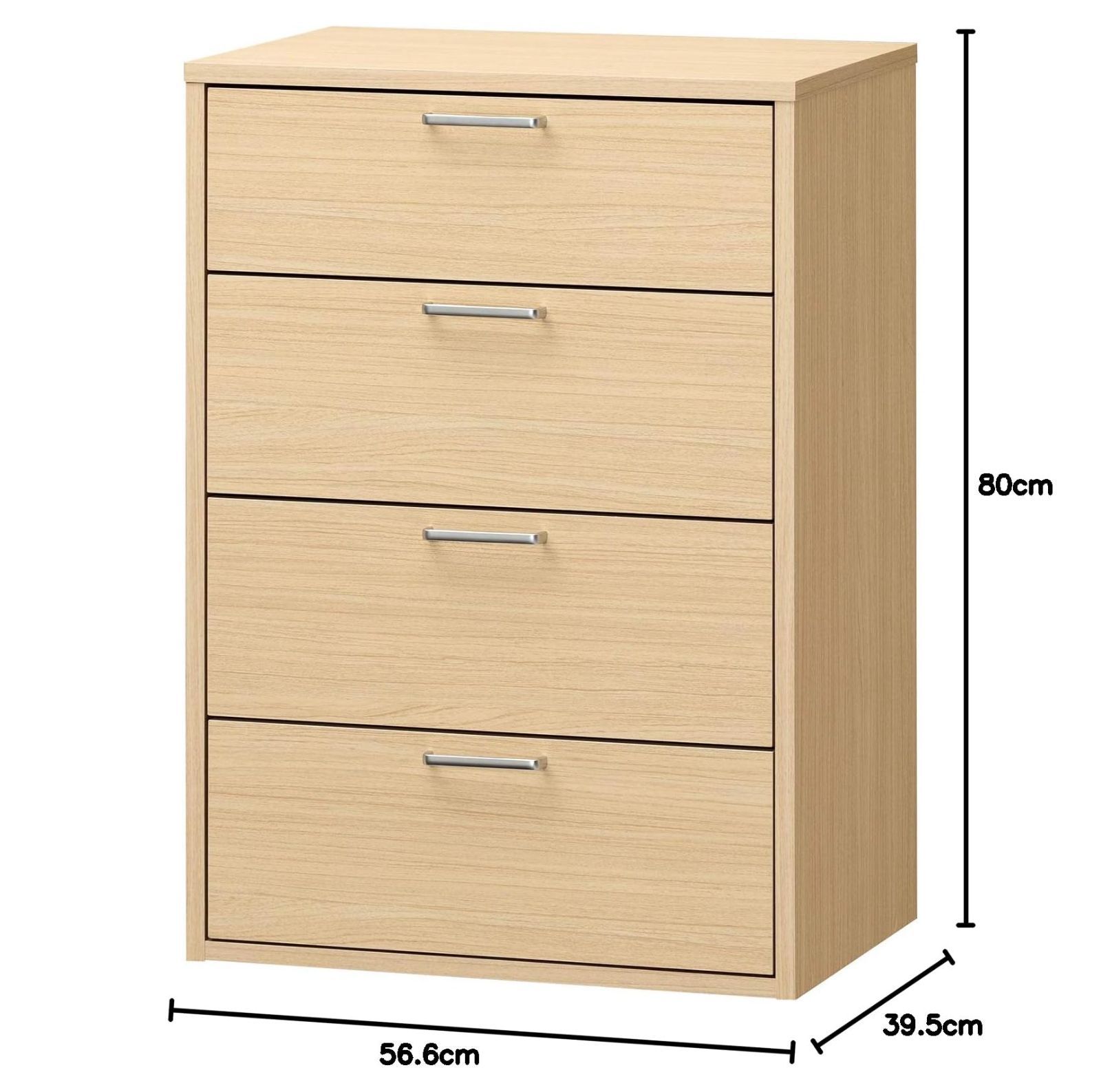 ベーシックデザイン 幅56.6×奥行39.5×高さ80cm ナチュラルブラウン木目柄 一人暮らしの部屋や狭いスペースにぴったりサイズ 同シリーズで 自由自在 FUL-8055HNA 衣類収納 タンス フルニコ チェスト 白井産業