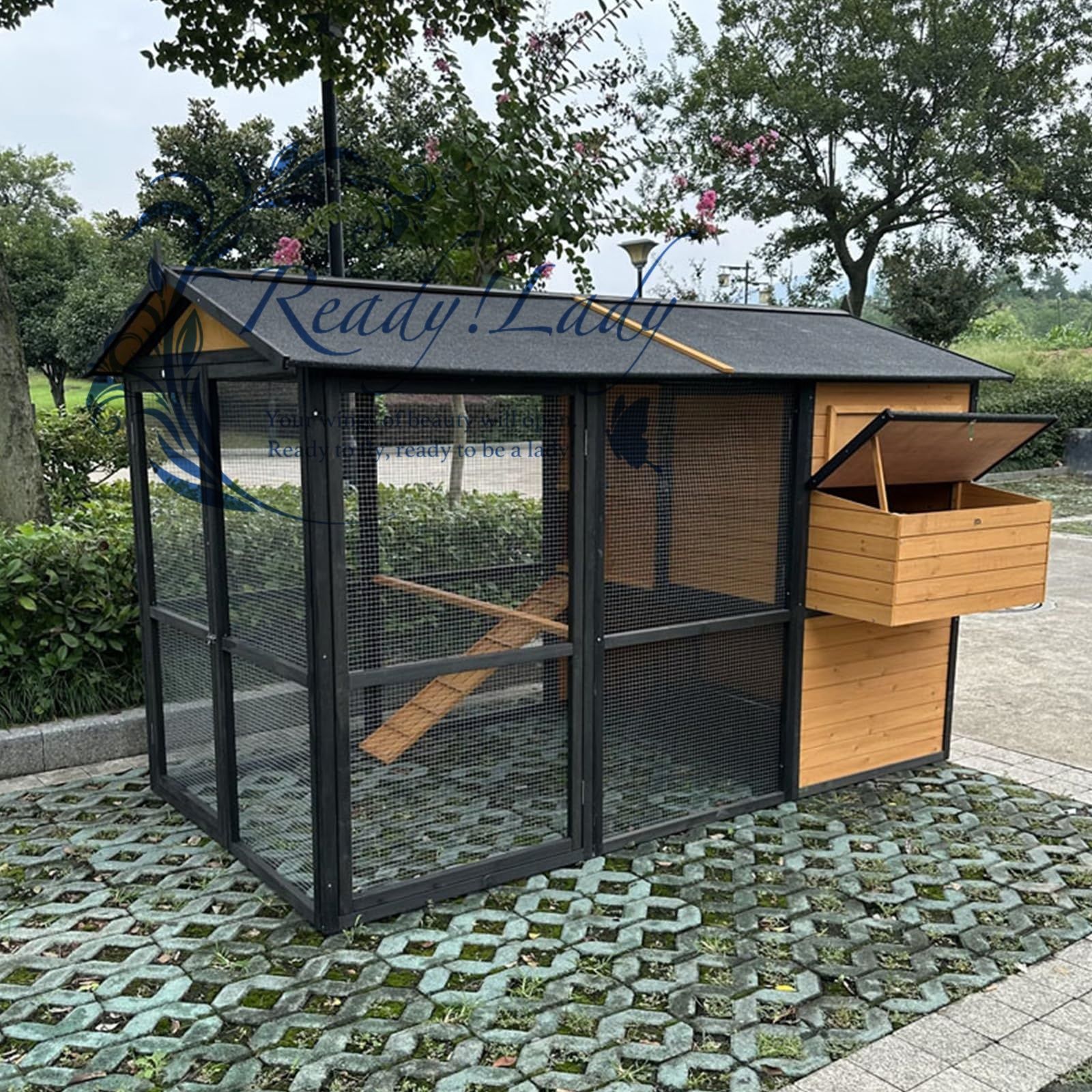 大型鶏小屋 木製鶏舎 換気ドア付き屋外ウサギ小屋 取り外し なトレイとスロープ付き鶏小屋