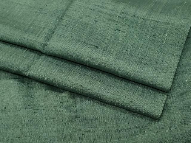 平和屋着物●結城紬 色無地 柳煤竹色 正絹 CAAZ0933vf