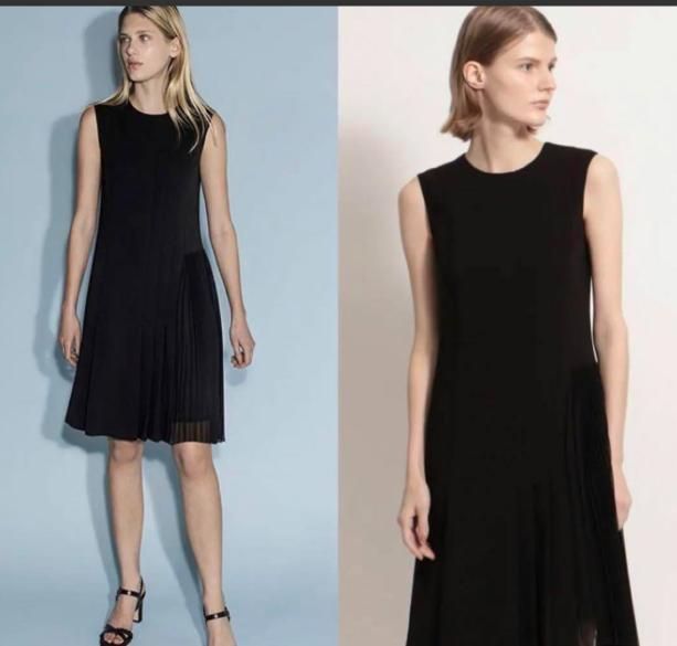 セオリー ノースリーブワンピース 裾プリーツアシンメトリー 0 無地