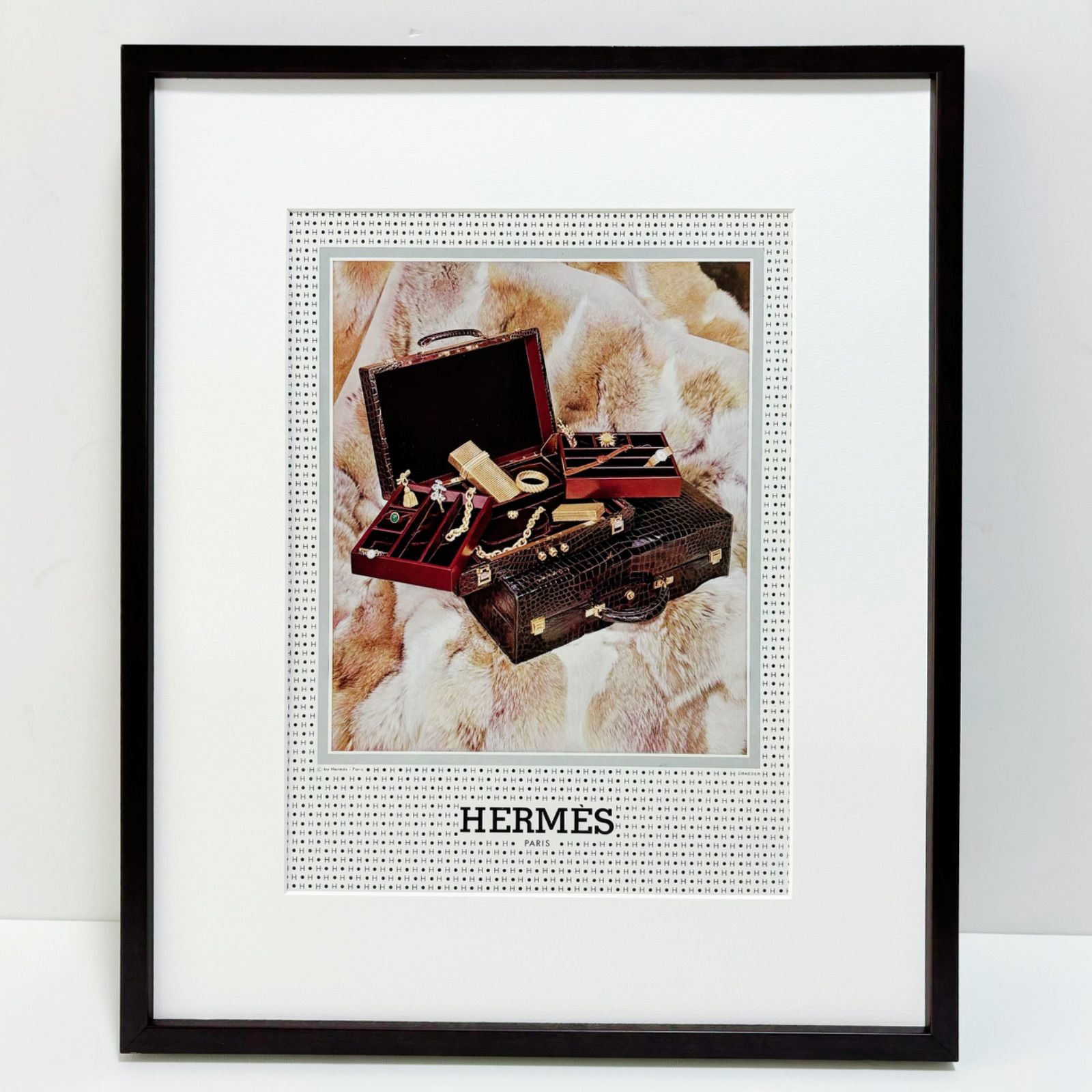 ＜1960年代 広告＞HERMES エルメス ポスター ヴィンテージ アートポスター フレーム付き 額縁 インテリア モダン おしゃれ かわいい 壁掛け ポップ  レトロ