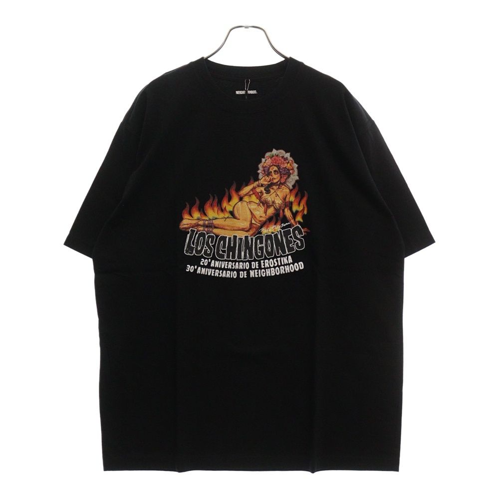 NEIGHBORHOOD (ネイバーフッド) 24SS ×EROSTIKA TEE SS-2 エロスティカ グラフィックプリント クルーネック コットン 半袖Tシャツ カットソー ブラック 241PC51N-ST02S