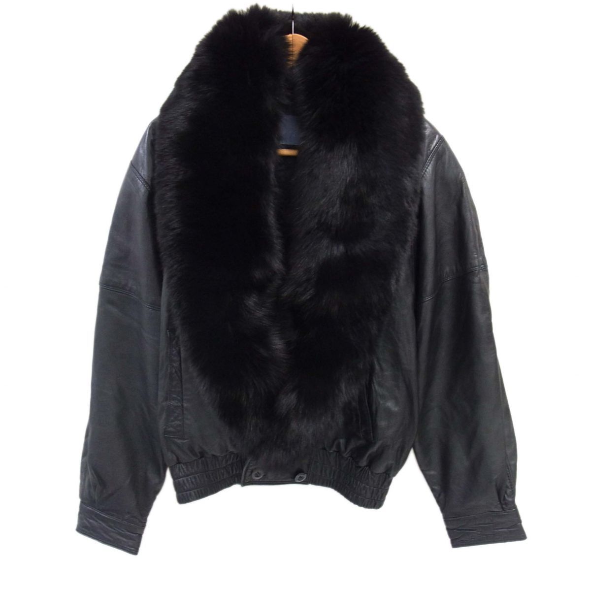 90年代 ヴィンテージ◇襟 フォックス毛皮 ダブル ラムレザー