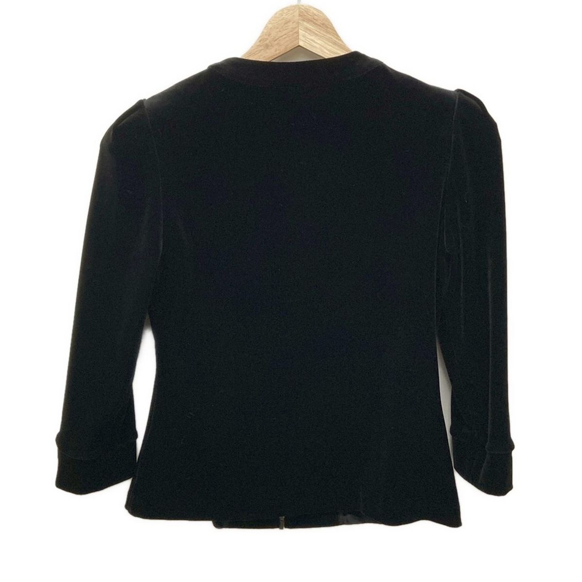 FOXEY フォクシー ブルゾン サイズ38 M レディース - 34489 黒 七分袖 ベロア ジップアップ 春 秋