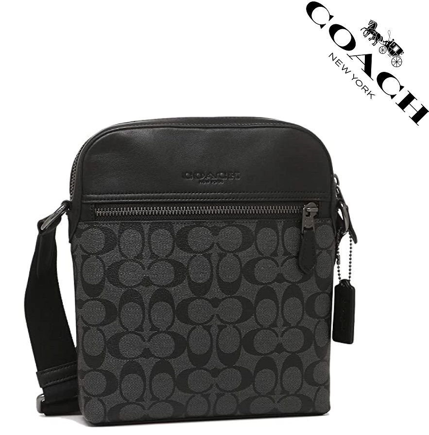 【セール中】COACH コーチバッグ F73336 チャコール×ブラック ショルダーバッグ フライトバッグ 斜めがけ アウトレット品 保存袋付属 新品未使用