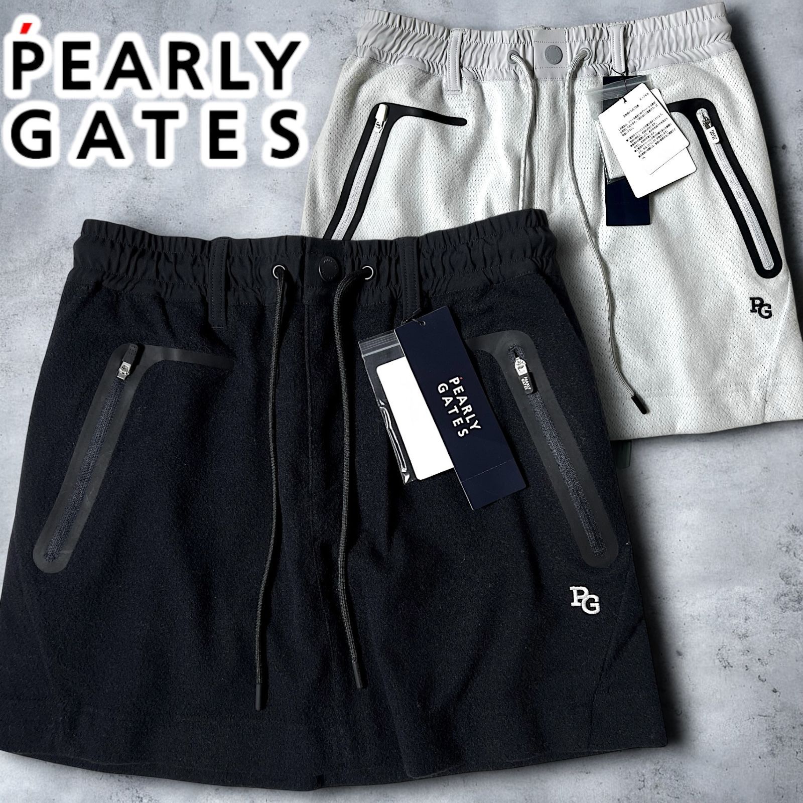 PEARLY GATES パーリーゲイツ メッシュインレー裏起毛スカート 防風 防寒 保温 起毛メッシュ 2層フリース ロゴ刺繍 ストレッチ ウエストドローコード ゴルフスカート ゴルフウェア レディース GOLF スポーツ レジャー 定価28 600円税込