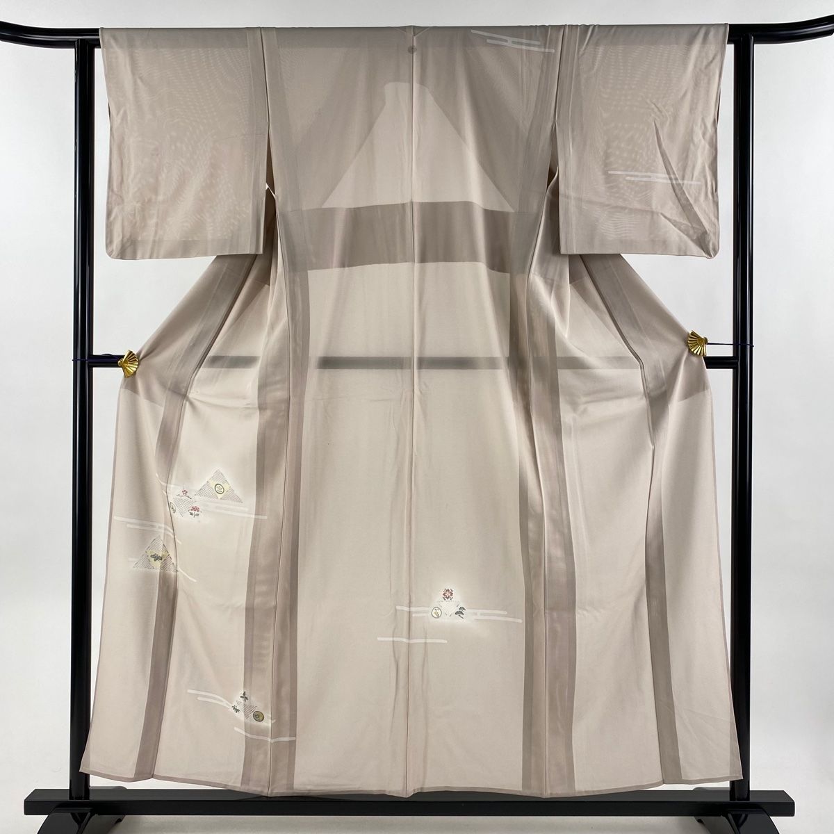 付下げ 身丈155.5cm 裄丈62cm S 薄物 絽 草花 ヱ霞 薄小豆 正絹 秀品  