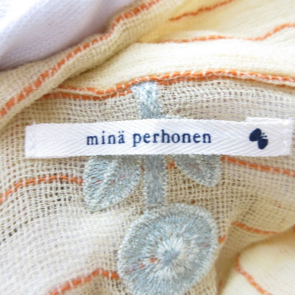美品 mina perhonen ミナペルホネン bonheur ボーダー柄 刺繍