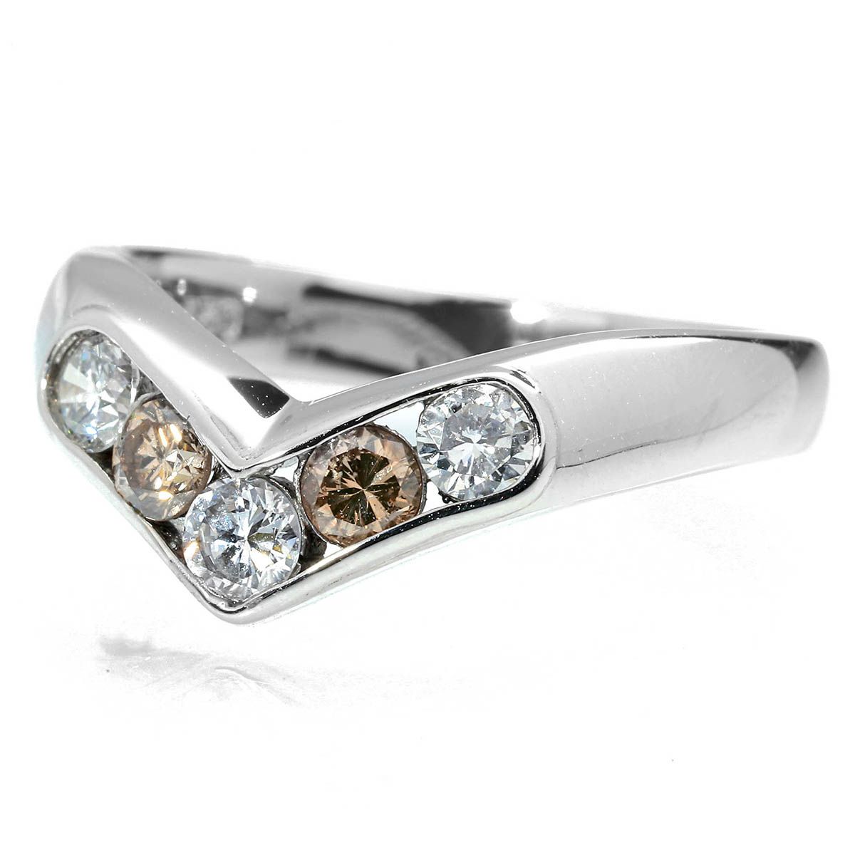 ダイヤモンド 0.62ct プラチナ Pt850 V字リング 指輪 13号 中古