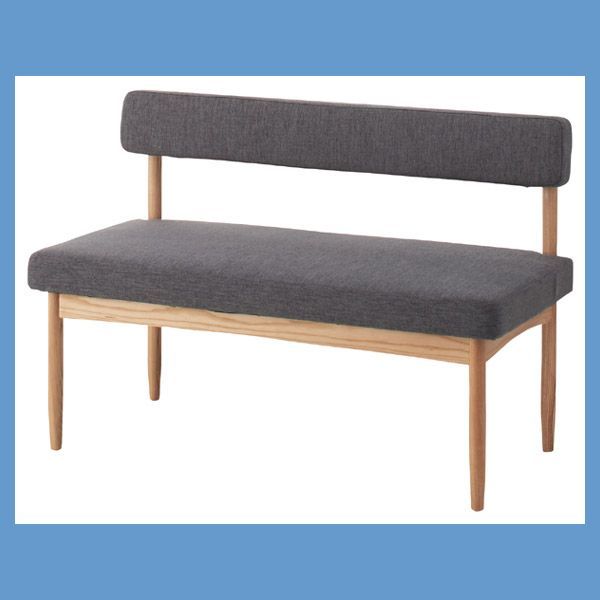 天然木 アッシュ のダイニングソファ W110×D53×H74×SH44cm No.151 グレー ファブリック