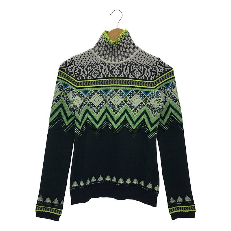 【美品】  Mame Kurogouchi / マメクロゴウチ | Fair Isle High Neck Knitted Top ハイネックニット | 2 | ブラック | レディース 美品】 Mame Kurogouchi / マメクロゴウチ | Fair Isle High Neck