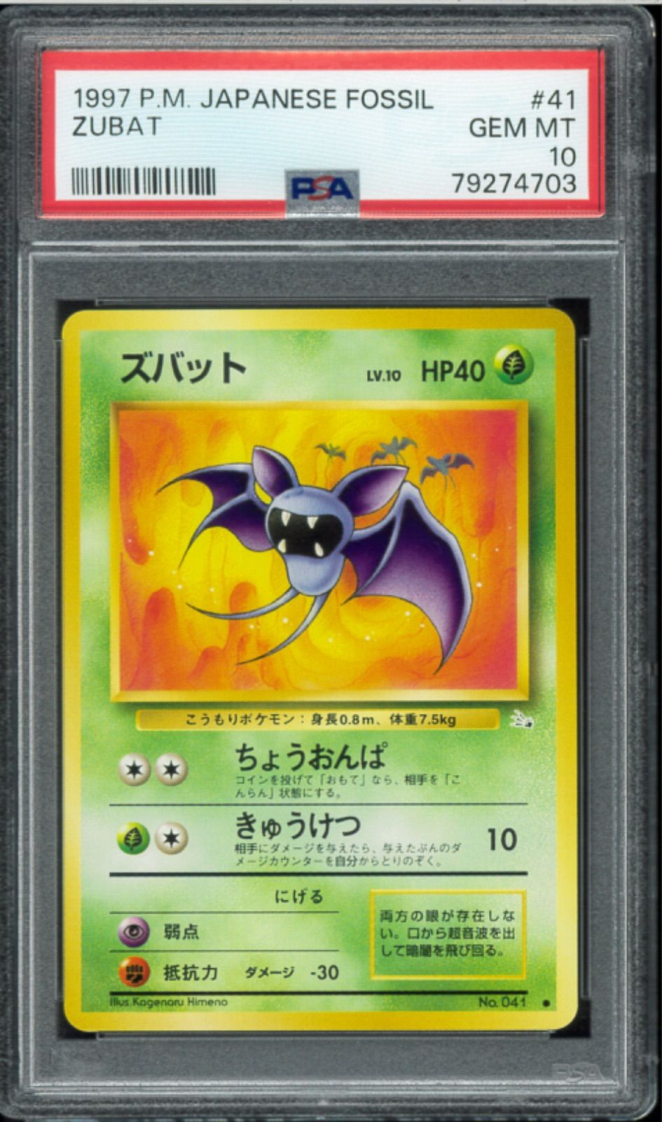 PSA10 旧裏面 ズバット PSA10 ズバット 旧裏 旧裏面 1997 POKÉMON ポケモンカード