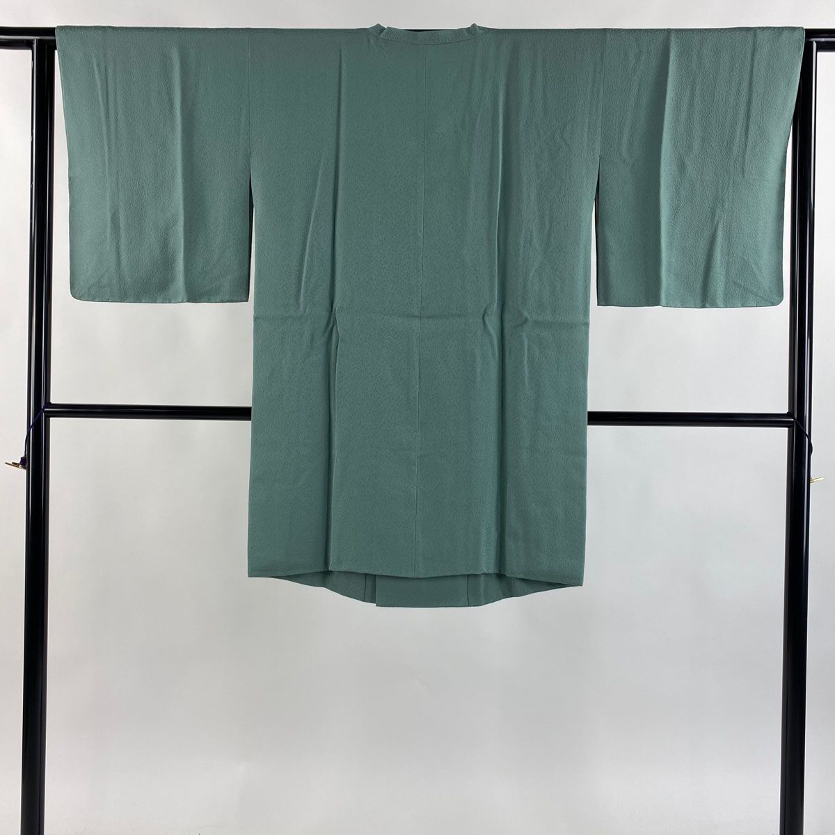 道行 身丈93cm 裄丈62cm S 和装コート 角衿 地紋 薄緑 正絹 秀品