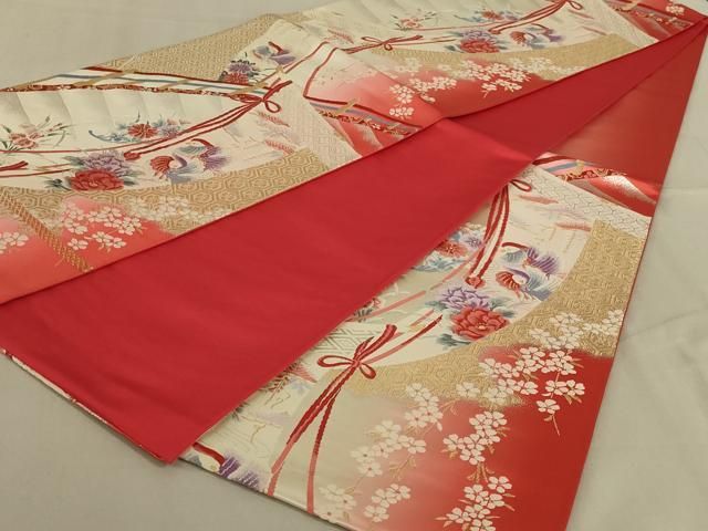 平和屋着物◎六通柄袋帯 唐織 鴛鴦花文 金銀糸 正絹 逸品 未使用