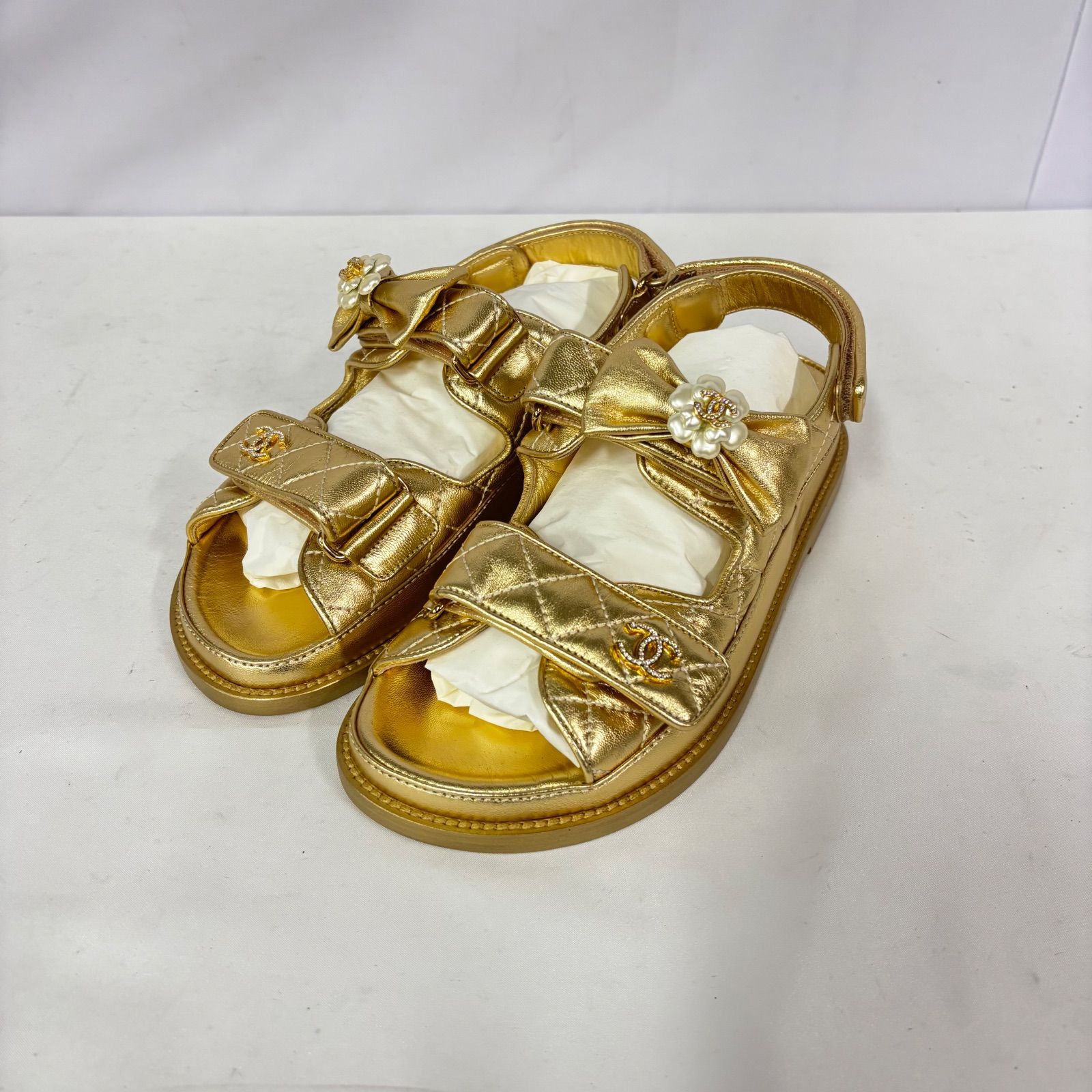 CHANEL シャネル スポーツサンダル ブロンズ ココマーク レディースサンダル サイズ36