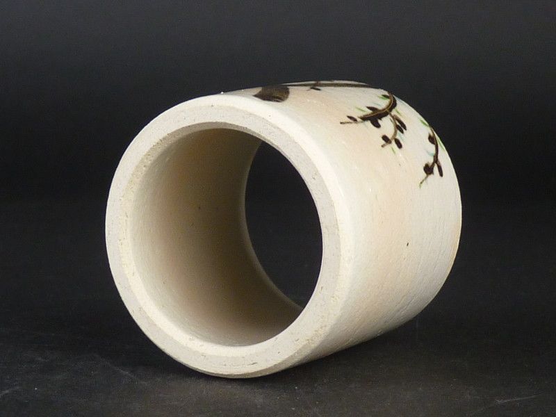 清宮】平安 手塚桐鳳「乾山写 芽張柳文 蓋置」共箱 高さ 約5.5cm