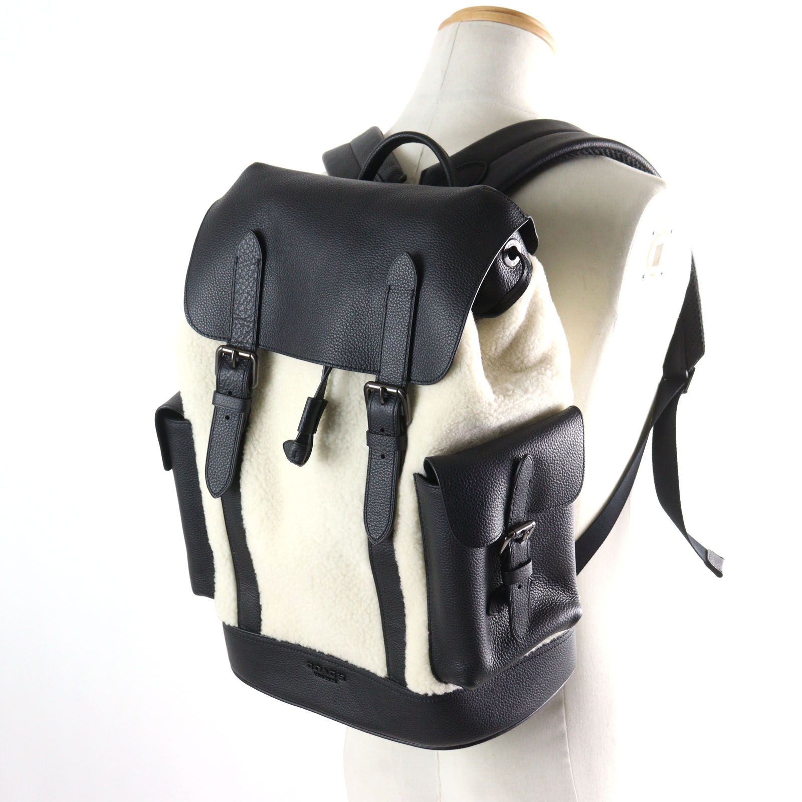 極美品○COACH コーチ C1241 Hudson ハドソン ロゴ入り ムートン