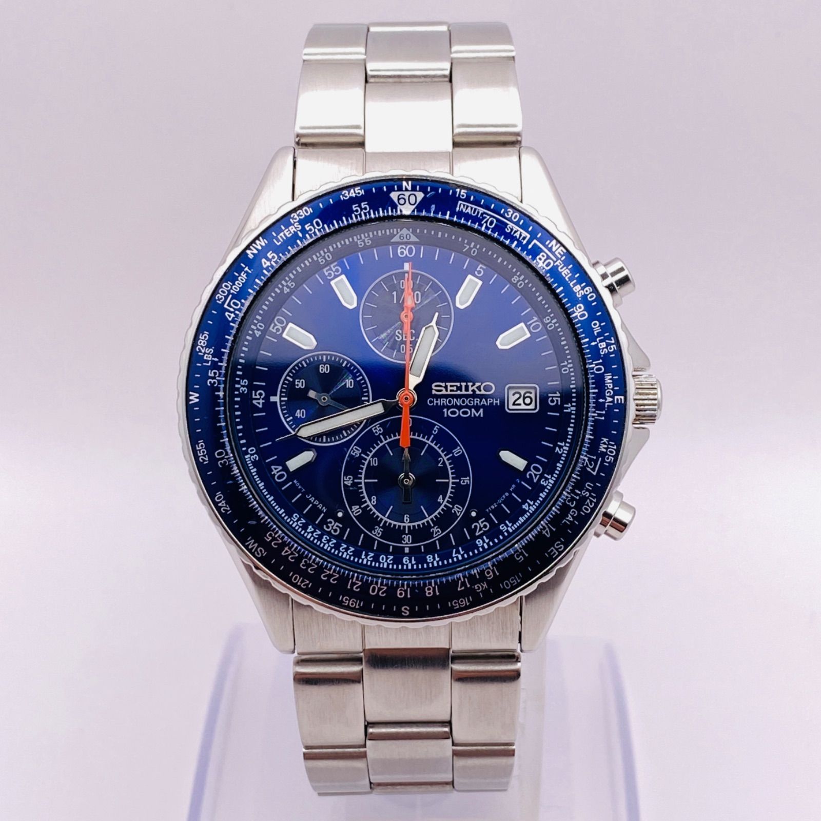 SEIKO クロノグラフ パイロット 7T92-0CF0 青 希少 セイコー 7T92-0CF0