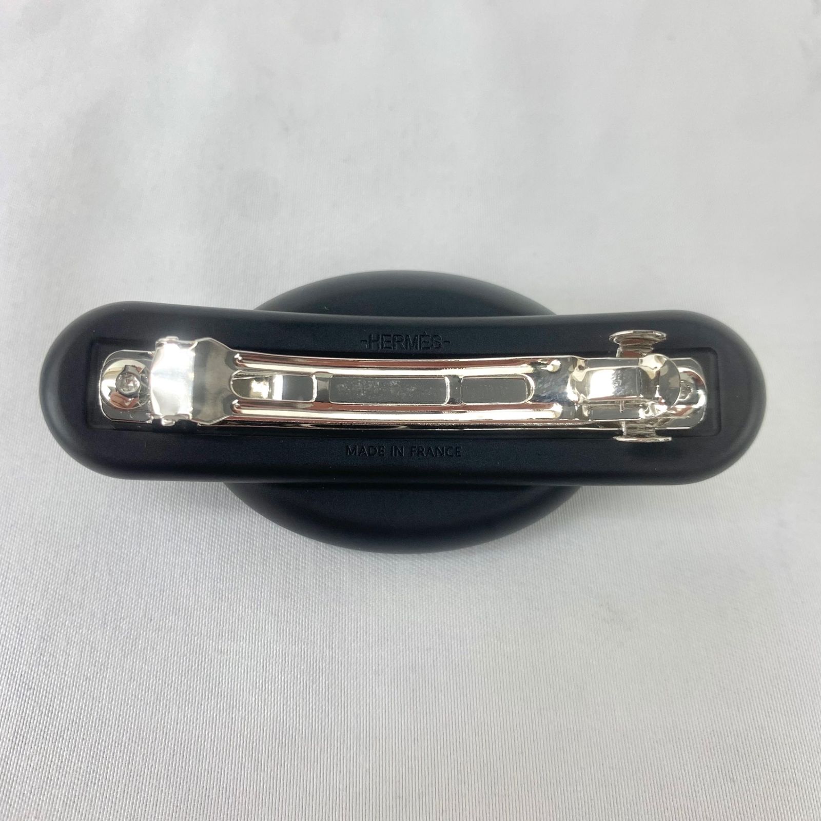 HERMES バレッタ トリ マイヨンPM ブラック シルバー金具