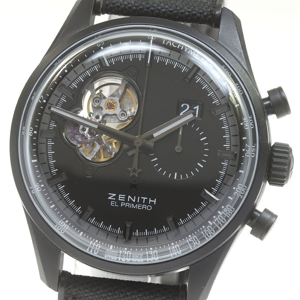 ゼニス ZENITH 24.2160.4068 クロノマスター ナイト ビジョン 自動巻き メンズベルト訳あり_845651