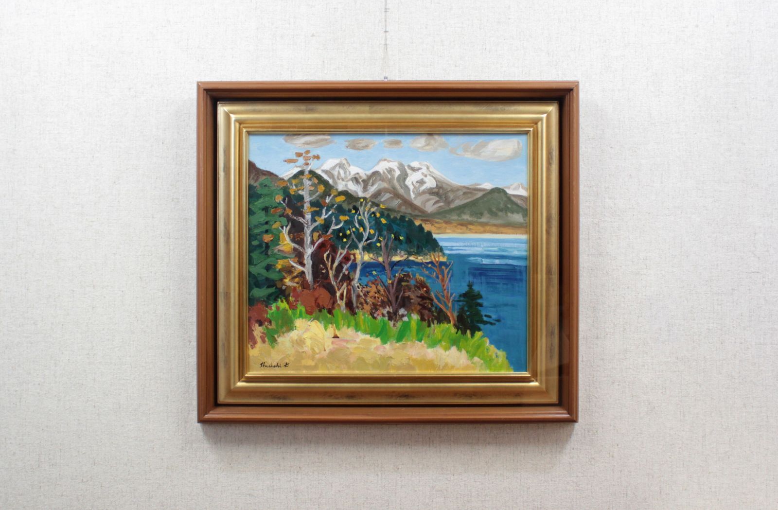 菊地秀一『糠平湖と裏大雪山』油彩画【真作保証】 絵画 菊地秀一『糠平湖と裏大雪山』油彩画【真作保証】 絵画 - 北海道画廊