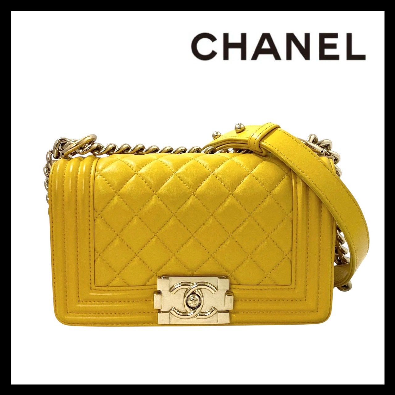 M【CHANEL】ボーイシャネル マトラッセ チェーン ショルダーバッグ 