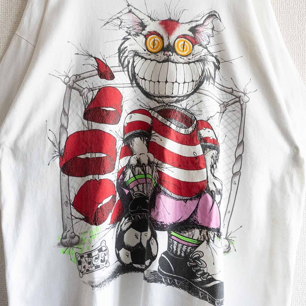 希少/雰囲気抜群】チェシャ猫 Tシャツ【 Hanes 】 XL 90s 不思議の国のアリス ヘインズ サッカー ヴィンテージ 古着 u2405079  - メルカリ