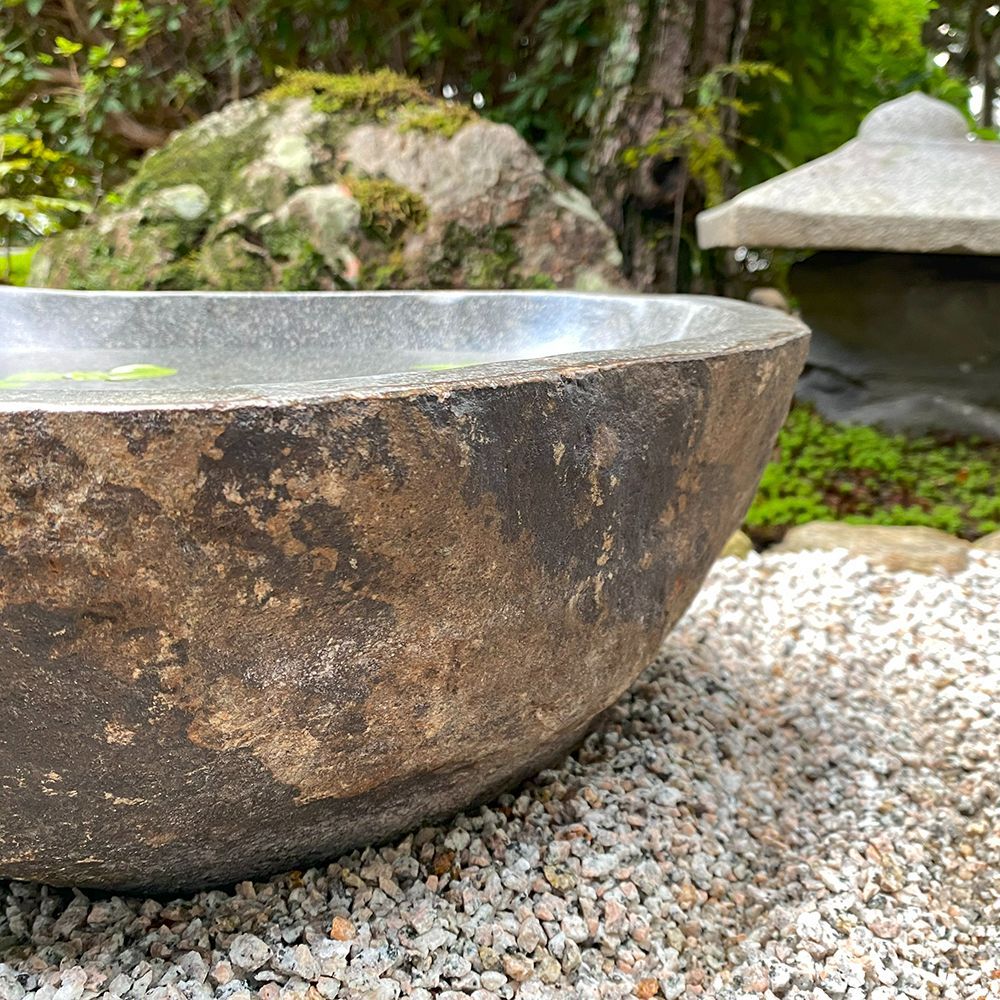 睡蓮鉢 石 大型 おしゃれ 庭 つくばい 手水鉢 蹲 水鉢 メダカ鉢
