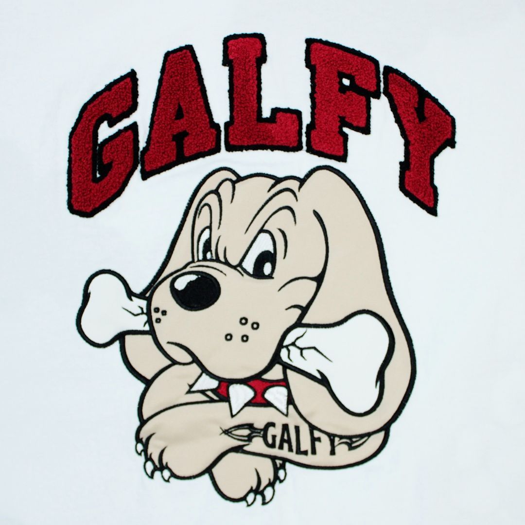 ★美品★GALFY 卍犬ノ街 Tシャツ 中型犬 刺繍 ワッペン 半袖 白