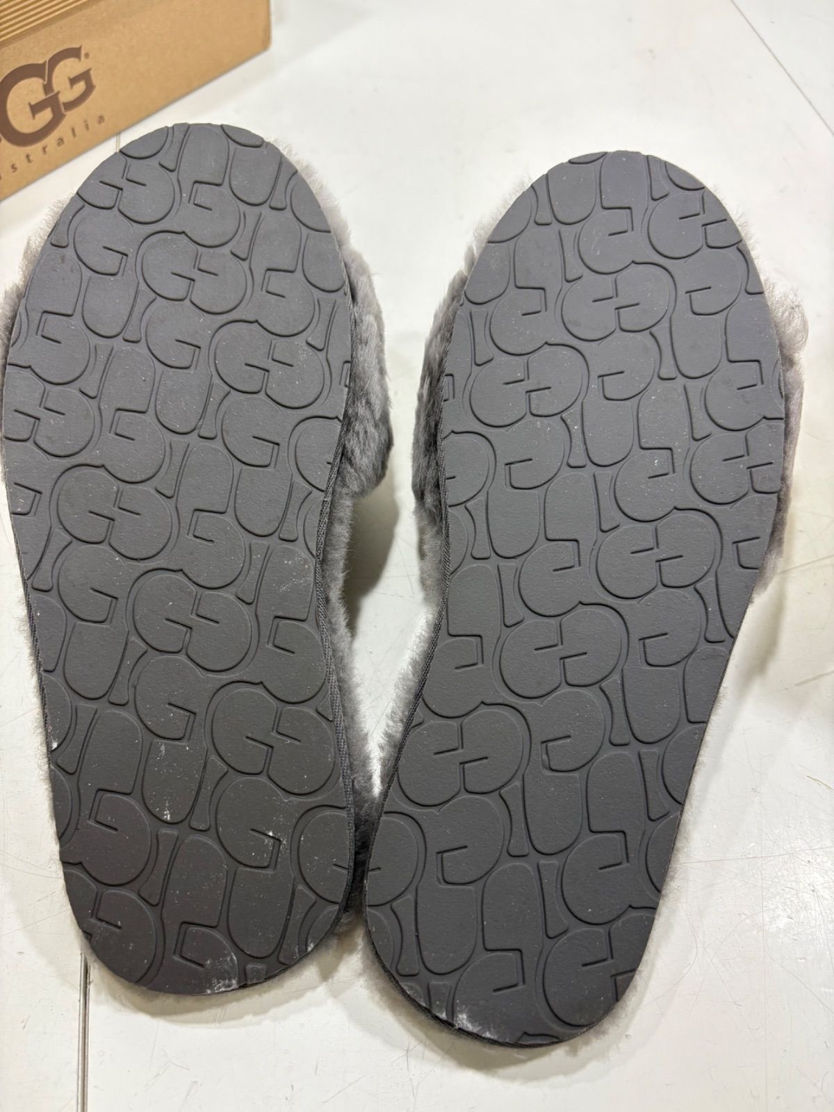 未着用 UGG W FLUFF SLIDE 25.0cm サンダル グレー 1005565 定価15 400円 WWW_MORNINGWALKER_COM